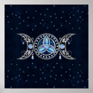 Triple Måne Triquetra Ornament med månsten Poster