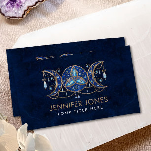 Triple Måne Triquetra Ornament med Moonstone Busi Visitkort