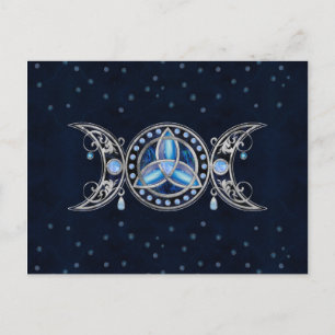 Triple Måne Triquetra Ornament med Moonstone Vykort