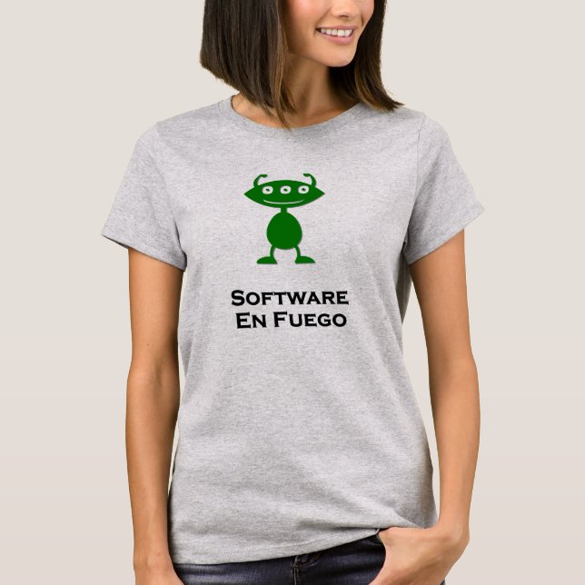Triple Öga Software en Fuego grönt Tee Shirt (Framsida)
