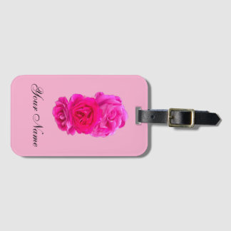 Triple Pink Roses Bagagebricka