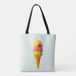 Triple Scoop Delight - Ice Cream All-over Tote Bag Tygkasse