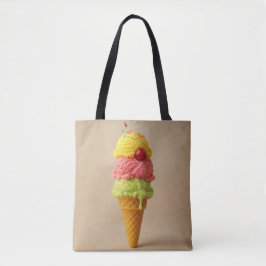 Triple Scoop Delight - Ice Cream All-over Tote Bag Tygkasse