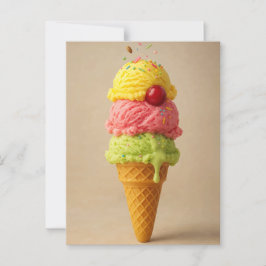 Triple Scoop Delight - Ice Cream Cone-vykort Vykort