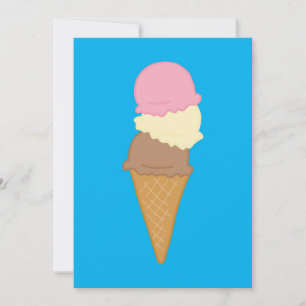 Triple Scoop Ice Cream Cone Inbjudningar