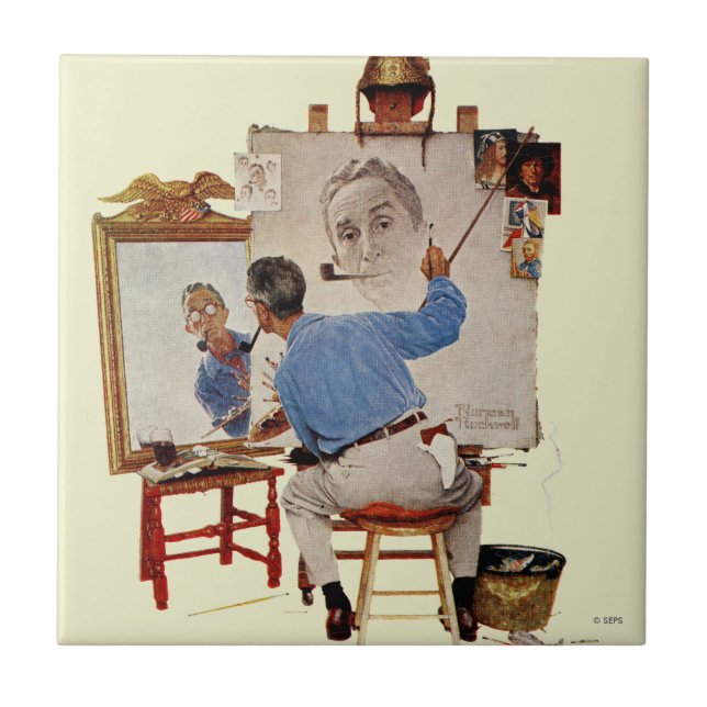 Triple Self-Porträtt Kakelplatta (Framsidan)