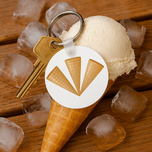 Triple Waffle Ice Cream Cone Sommar Dessert Nyckelring