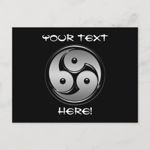 Triple Yin Yang - Metall & Glossy Black Vykort