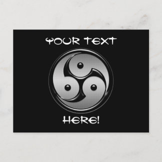 Triple Yin Yang - Metall & Glossy Black Vykort