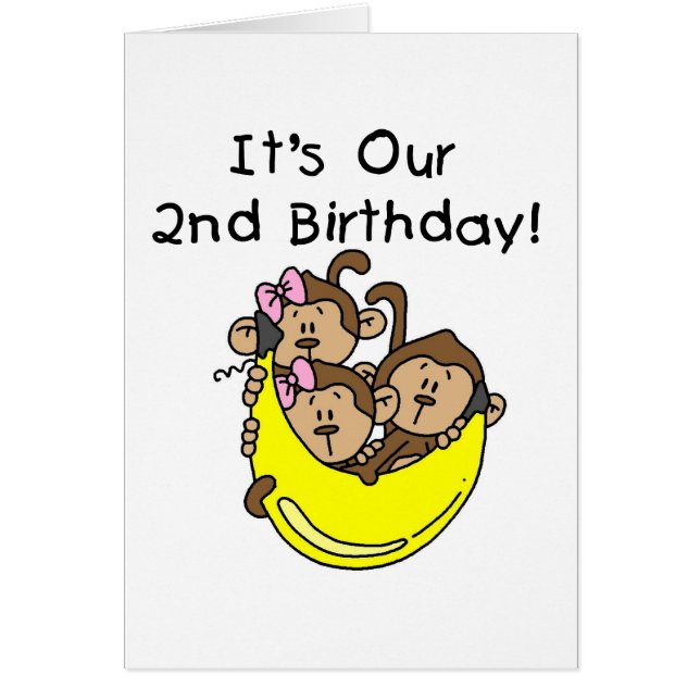 Triplet 2nd - Två flickor och en pojke Hälsningskort (Framsidan)