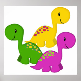 Triplet baby Dino Poster