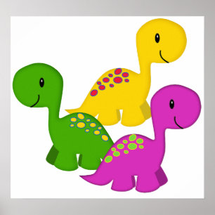 Triplet baby Dino Poster
