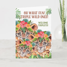 Triplet Baby Grattiss Cheetah Jungle Theme Kort