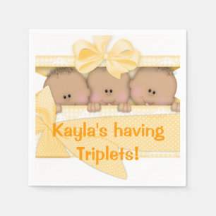 Triplet Baby Shower African American Pappersservet Pappersservett
