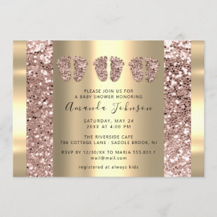 Triplet Baby Shower Feet Ro Glitter Boy Girly Inbjudningar
