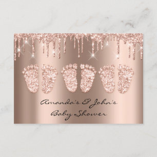 Triplet Baby Shower Feet Ro Guld Girl Boy Inbjudningar