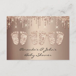 Triplet Baby Shower Foot Ro Glitter Girl Boy Inbjudningar