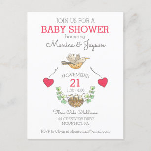 Triplet Baby Shower Inbjudan Vykort