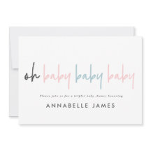 Triplet babydusch rosa Blue modern typografi