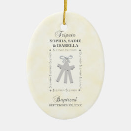 Triplet Baptism på Gult 3 Kor Personlig Julgransprydnad Keramik