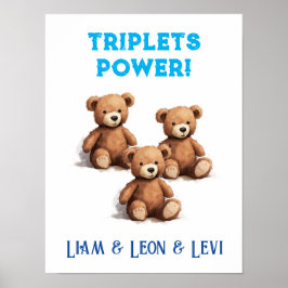 Triplet Boys Nursery, Vintage Nallar Poster