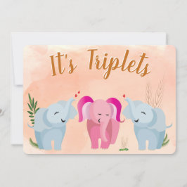 Triplet Elephant Baby Shower Inbjudningar