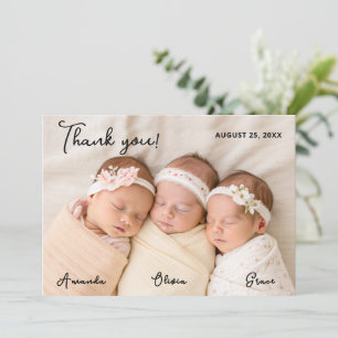 Triplet Flicka tackkort med Photo Meddelande