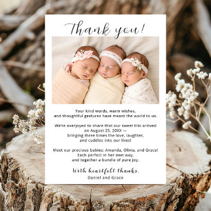 Triplet Girls tackkort med fotot Meddelande