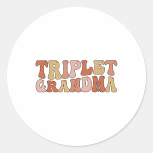 Triplet Grandma of Triplets Groovy Triplet Grandmo Runt Klistermärke