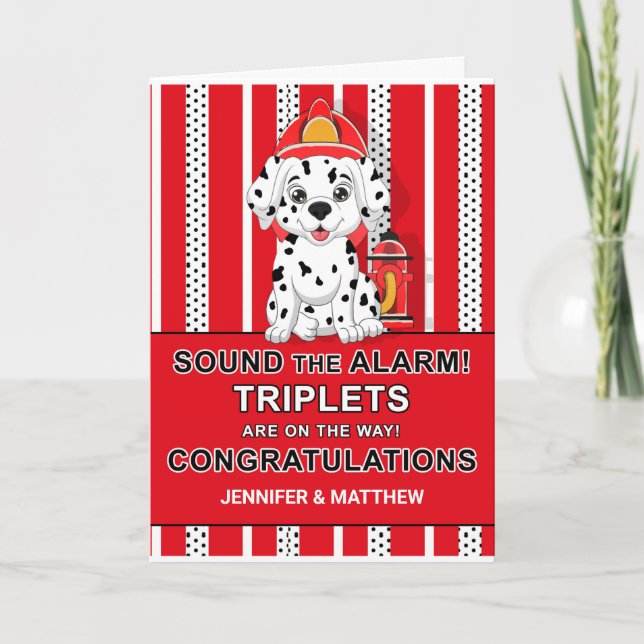 Triplet Grattiss Dalmatian Puppy Firehouse Kort (Framsida)