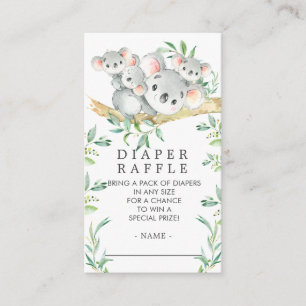 Triplet Koala Baby Shower Diaper Raffle Biljett Tilläggskort