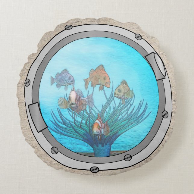 Triplet Portholes Rund Kudde (Framsidan)