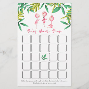 Triplet Rosa Flamingo Baby Shower Bingo Card