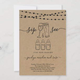 Triplet Sip & See Bubbles & Brews Inbjudningar
