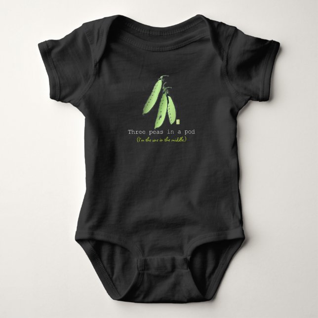 Triplet Three Peas in a Pod Baby Bodykostym T Shirt (Framsida)