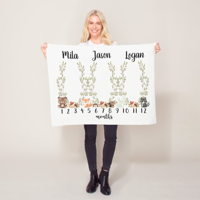 Triplet Woodland Milestone Blanket - Woodland Mile Fleecefilt (På plats)