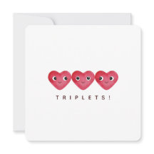Tripletlars gratulationer med tre små bebishjärtan
