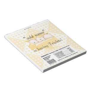 Triplets Baby Shower Candy Pub Wrapper Party Favor Anteckningsblock