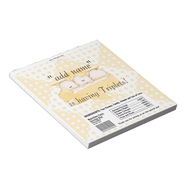Triplets Baby Shower Candy Pub Wrapper Party Favor Anteckningsblock (Vinklad)