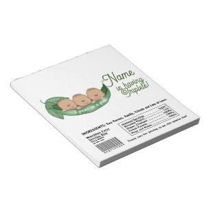 Triplets Baby Shower Candy Pub Wrapper Party Favor Anteckningsblock
