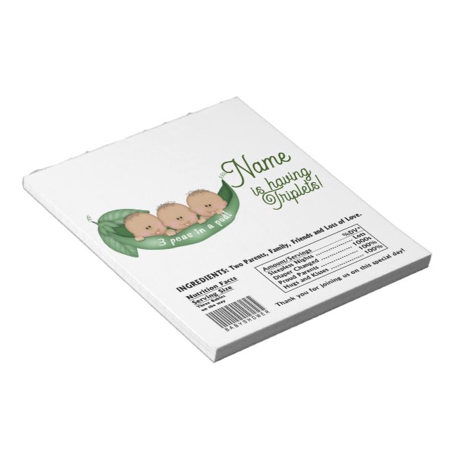 Triplets Baby Shower Candy Pub Wrapper Party Favor Anteckningsblock (Vinklad)