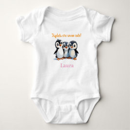 Triplets Baby Shower Gift, Penguins, med Namn, T Shirt