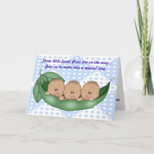 Triplets Boy Shower Pea i en Pod-inbjudan Inbjudan