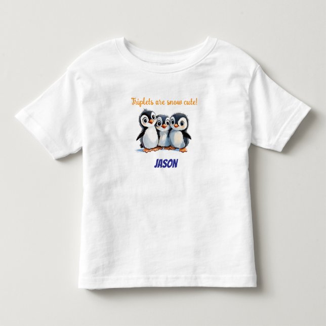 Triplets Gift, Snö Cute Penguins, Triplet Namn T Shirt (Framsida)