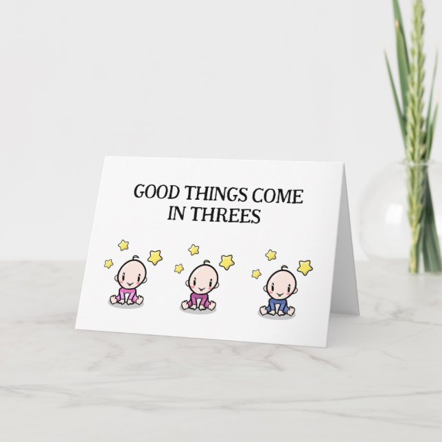 Triplets Grattiss Card, 2 flickor, 1 pojke. Tack Kort (Framsida)