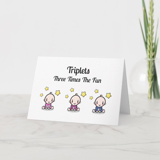 Triplets Grattiss Card, 2 flickor och 1 pojke. Tack Kort (Framsida)
