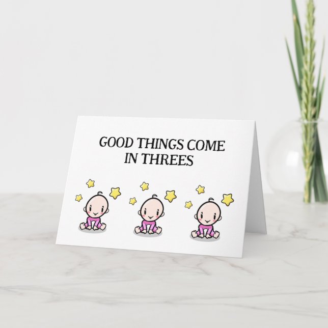 Triplets Grattiss Card, 3 flickor Tack Kort (Framsida)