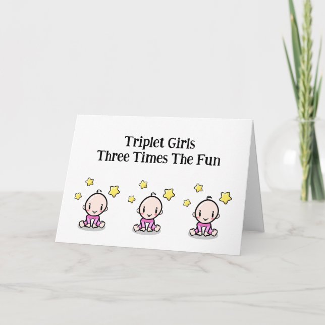 Triplets Grattiss Card, 3 triplet-flickor Tack Kort (Framsida)