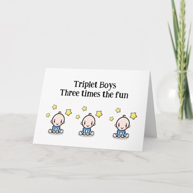 Triplets Grattiss Card, 3 triplet-pojkar Tack Kort (Framsida)