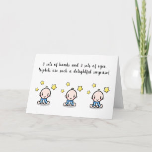 Triplets Greeting Card, Welcome Triplet Babys Kort